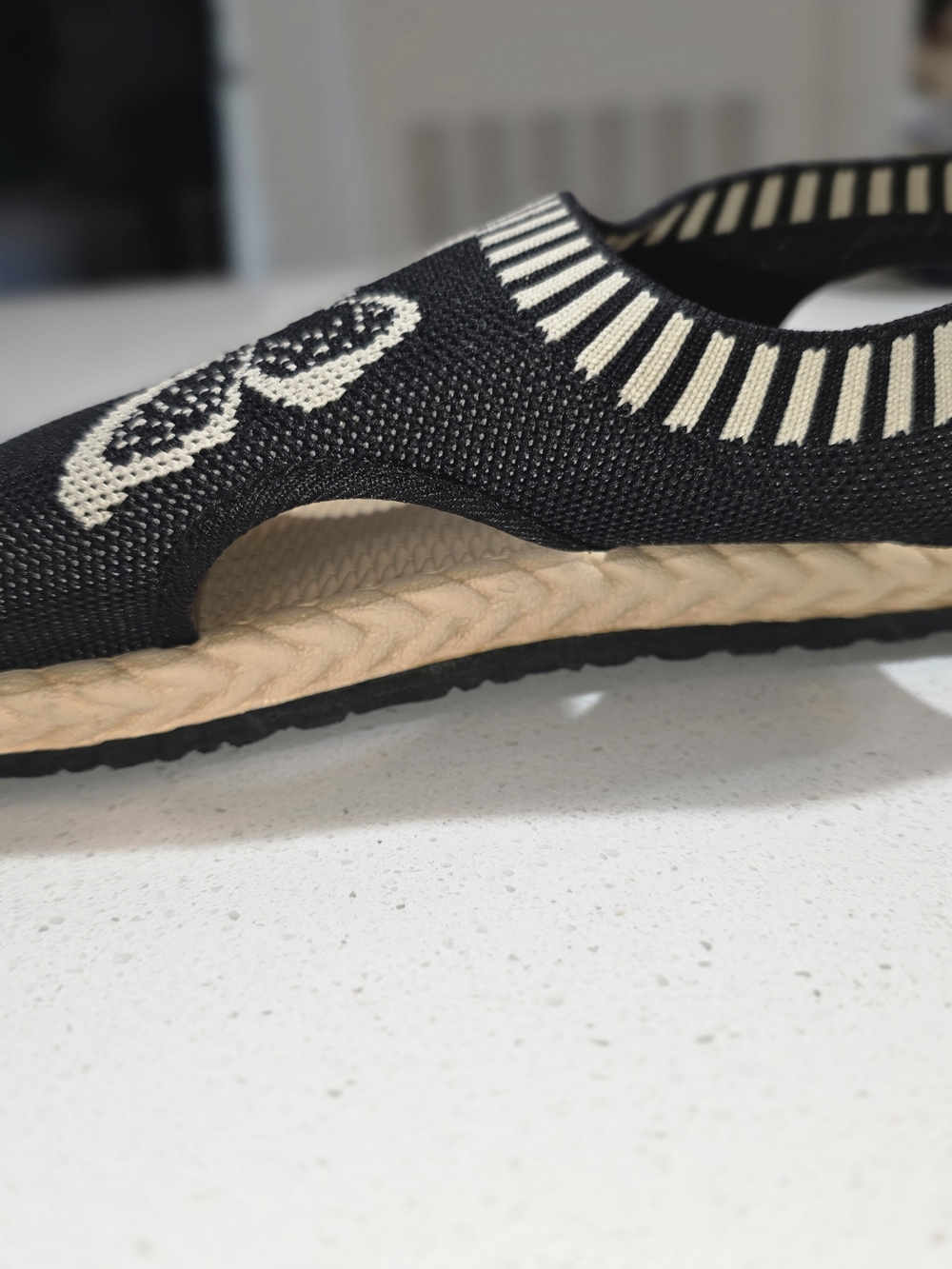 Beige & Black Butterfly Knit Slide Sandals - Picture 5 of 9